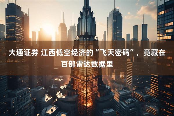 大通证券 江西低空经济的“飞天密码”，竟藏在百部雷达数据里