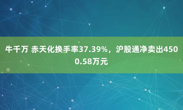 牛千万 赤天化换手率37.39%，沪股通净卖出4500.58万元